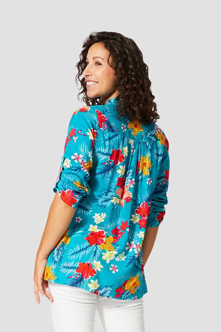 Top - Turquoise en roze