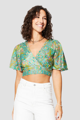 Crop Top - Goudkleurig en groen