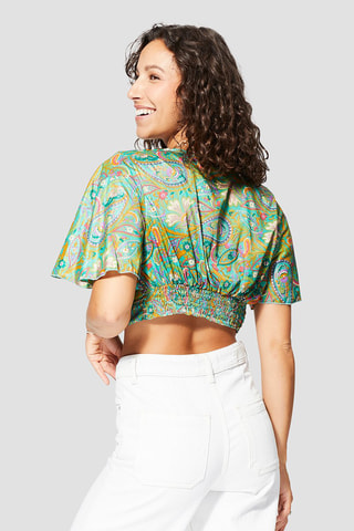 Crop Top - Goudkleurig en groen