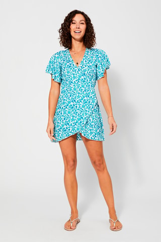 Trapezium Jurk - Wit en blauw