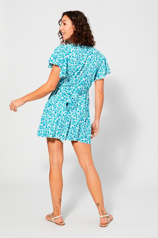Trapezium Jurk - Wit en blauw