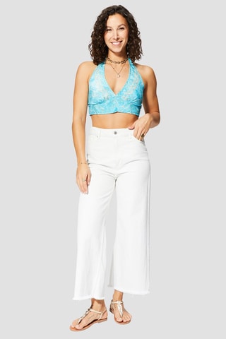 Top - Turquoise en beige