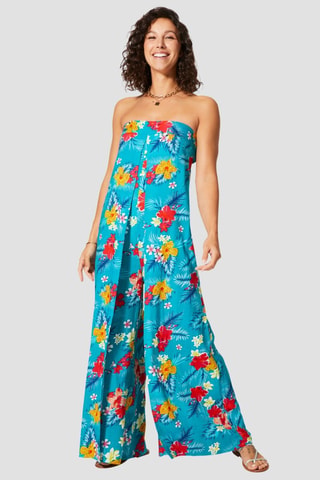 Strapless Jumpsuit - Turquoise en roze