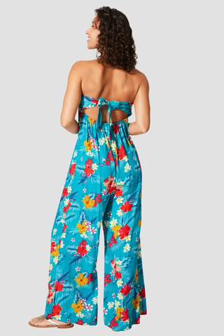 Strapless Jumpsuit - Turquoise en roze