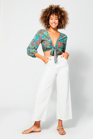 Crop Top - Groen en turquoise