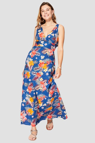 Lange jurk - Rood en blauw