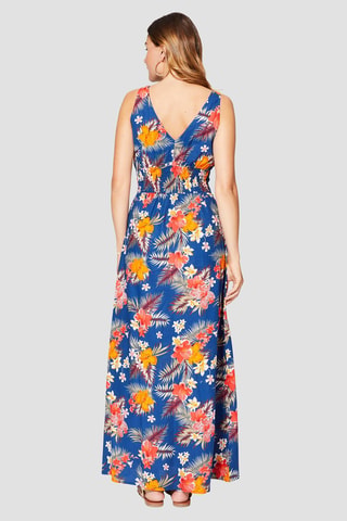 Lange jurk - Rood en blauw