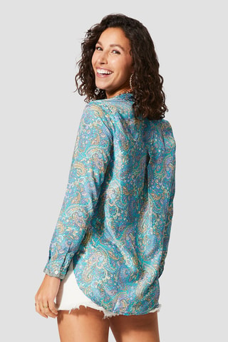 Top - Blauw, grijs en lichtbeige