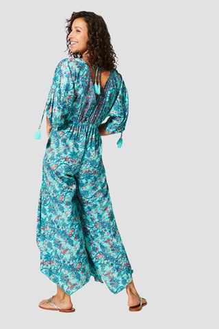 Jumpsuit - Turquoise, blauw en bordeauxrood