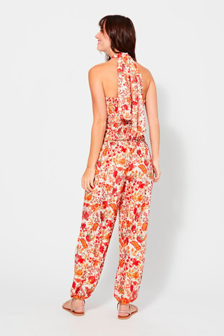 Jumpsuit met Bloemenmotief - Wit, rood en groen