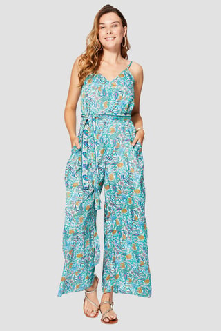 Jumpsuit - Wit, blauw en groen
