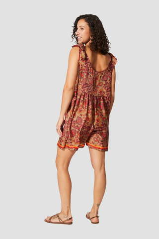 Playsuit - Beige, oranje en bordeauxrood