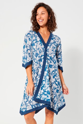 Asymmetrische Jurk - Wit en blauw