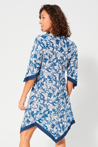 Asymmetrische Jurk - Wit en blauw