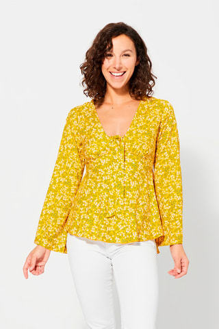 Blouse - Wit, groen en geel
