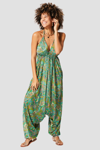 Jumpsuit - Goudkleurig en groen