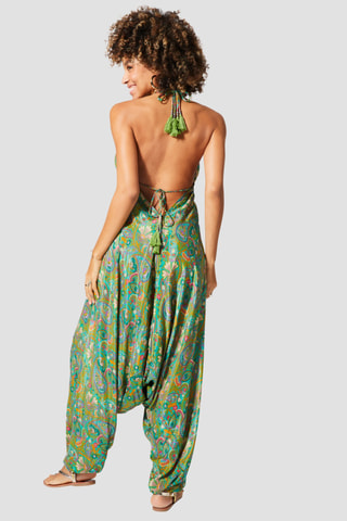 Jumpsuit - Goudkleurig en groen