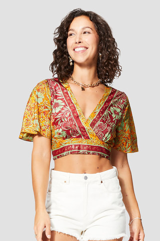 Crop Top - Goudkleurig en oranje