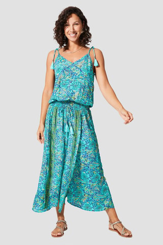 Jumpsuit - Goudkleurig en turquoise