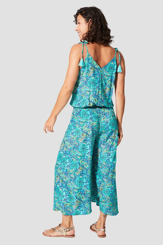 Jumpsuit - Goudkleurig en turquoise