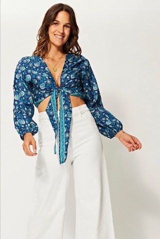 Crop Top - Blauw en wit
