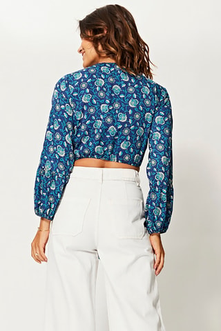 Crop Top - Blauw en wit