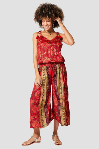 Jumpsuit - Goudkleurig en rood