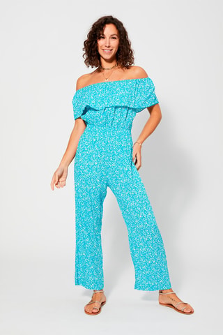 Jumpsuit - Turquoise en wit