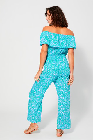 Jumpsuit - Turquoise en wit