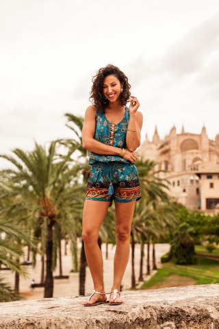 Playsuit - Goudkleurig en blauw