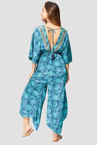 Jumpsuit - Marineblauw en turquoise