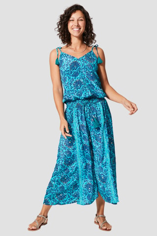 Jumpsuit - Goudkleurig en turquoise