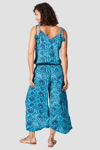 Jumpsuit - Goudkleurig en turquoise
