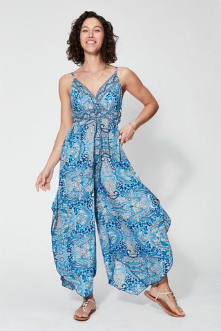 Jumpsuit - Blauw en beige