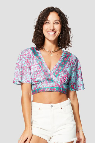 Crop Top - Goudkleurig en roze