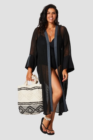 Strandkimono - Zwart
