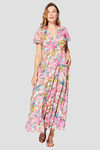 Jurk - Groen en roze