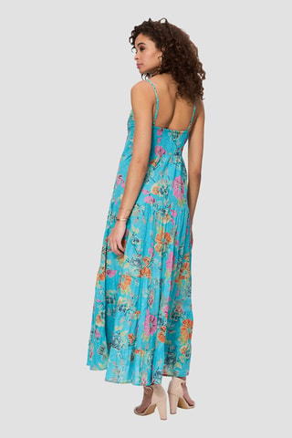 Robe longue - Bleu, vert et orange