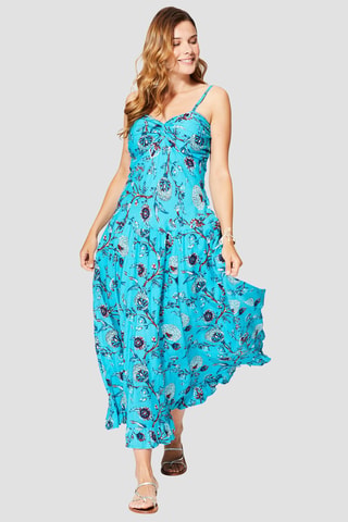 Lange jurk - Wit, zwart en blauw