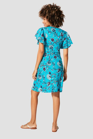 Jurk - Wit, bordeauxrood en turquoise