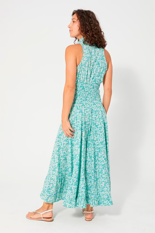Robe longue - Wit, blauw en groen
