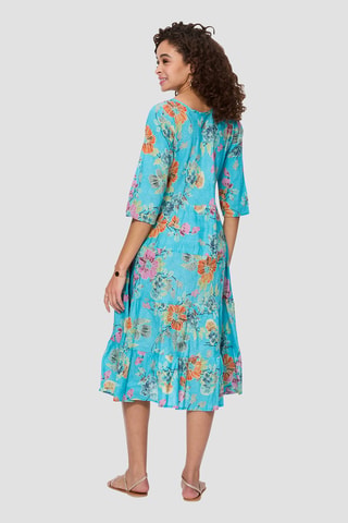 Lange Jurk - Blauw, groen en oranje