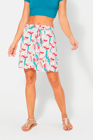 Rechte Rok - Beige, rood en blauw