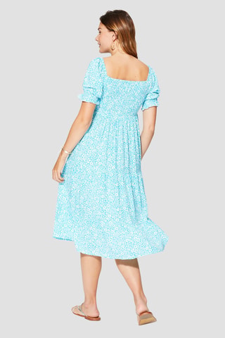 Midi-jurk - Wit en blauw