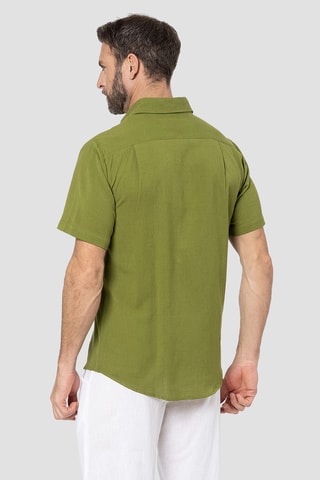 Chemise regular en lin - Groen