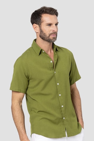 Chemise regular en lin - Groen