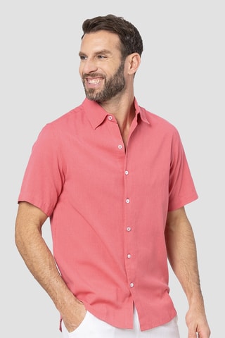 Chemise regular en lin - Roze