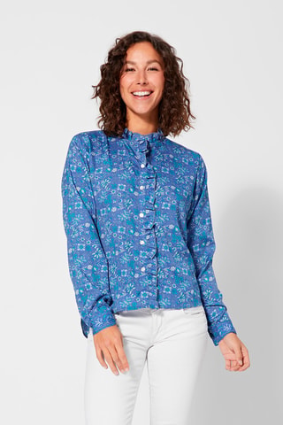 Blouse - Wit, blauw en paars