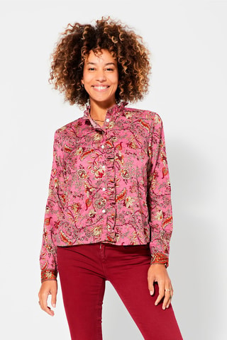 Blouse - Beige, rood en oranje