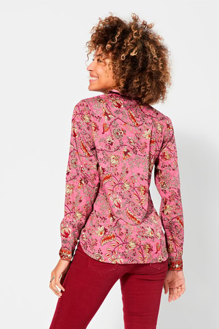 Blouse - Beige, rood en oranje